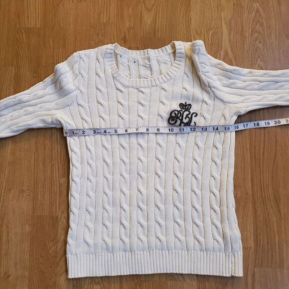✨ RALPH LAUREN ✨ Crest Cable-Knit Sweater - [Ivory, XXS] - Picture 10 of 13